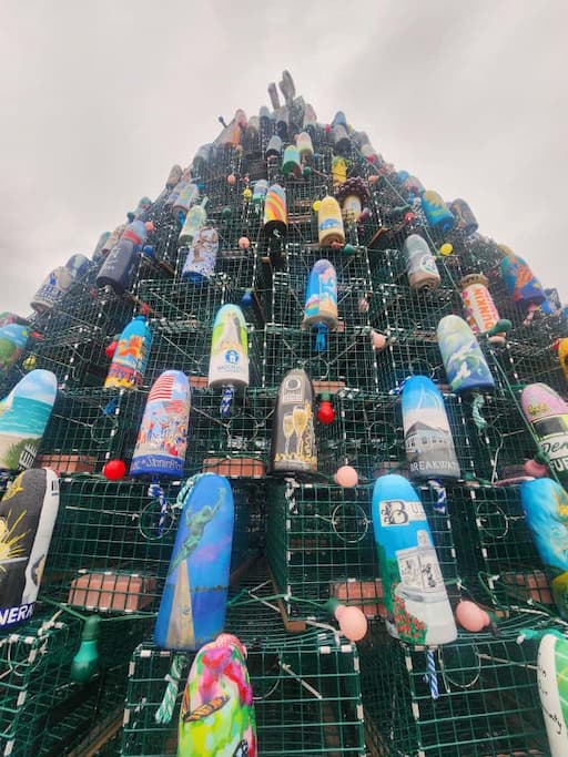 The Stonington Lobster Pot tree, a large Christmas tree made of lobster traps in CT