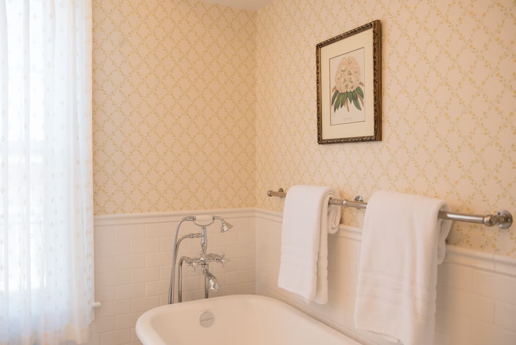 Bathroom with a tub in Grey Master Suite in Westerly, RI