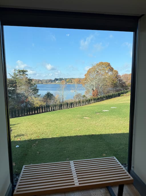 A view of the Pawcatuck River from a window at the Westerly Museum of American Impressionism 