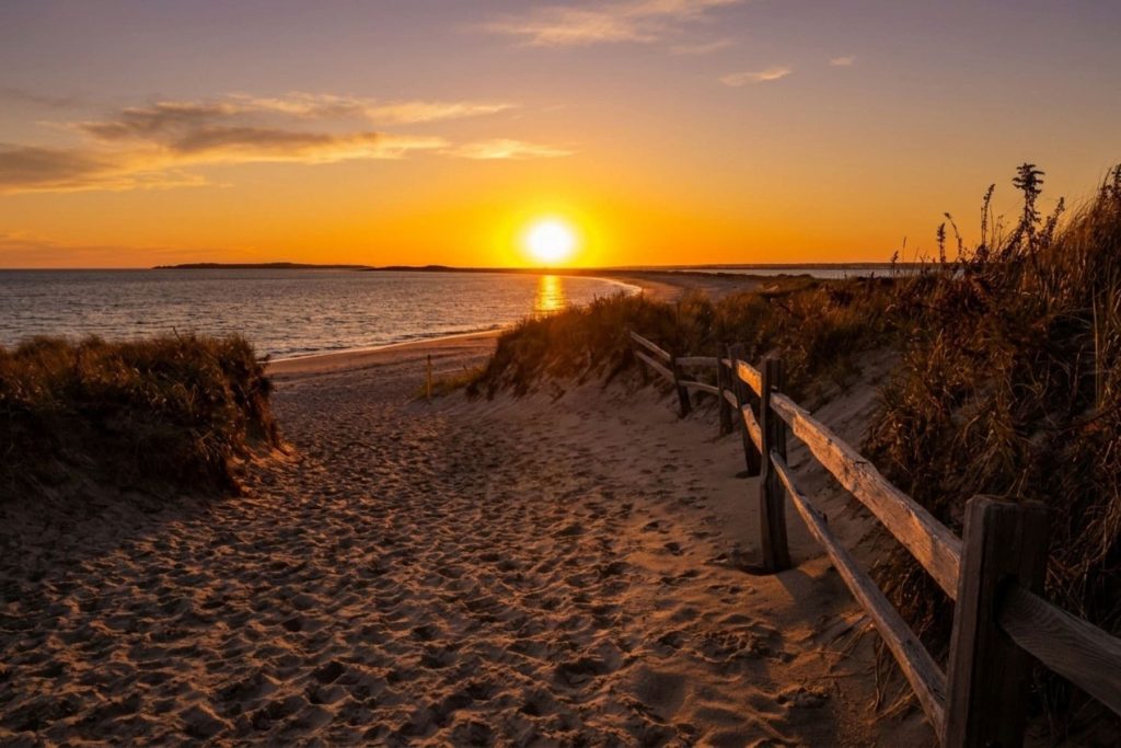 Sunset at Napatree Point beach in Westerly, RI